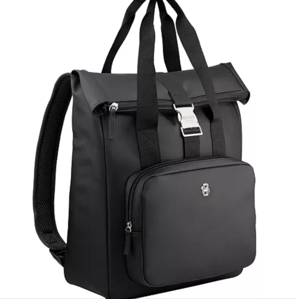 Hugo Boss Black Backpack with Metallic Details